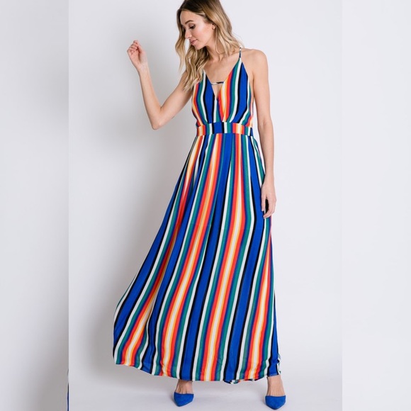 SMALL ONLY BOLD Stripe Open Back Maxi - Picture 2 of 5
